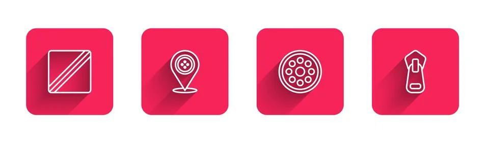 Set line Sewing Pattern, Location tailor shop, button and Zipper with long Stock Illustration