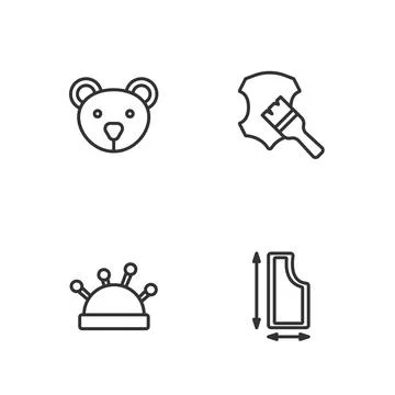 Set line Sewing pattern, Needle bed and needles, Teddy bear plush toy and 스톡 일러스트