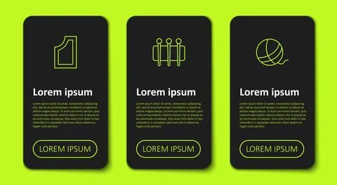 Set line Sewing pattern, Needle for sewing and Yarn ball. Business infographic Stock Illustration