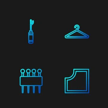 Set line Sewing Pattern, Needle for sewing, Awl tool and Hanger wardrobe. G.. Stock Illustration