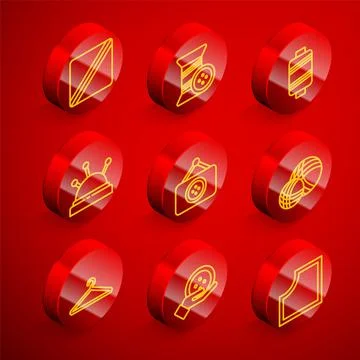 Set line Sewing Pattern, thread and button, Needle bed needles, Tailor shop Stock Illustration