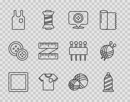 Set line Sewing Pattern, thread, Location tailor shop, T-shirt, Sleeveless, Tape イラスト素材