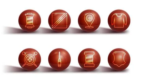 Set line Sewing thread, button and knitting needles, Sweater, Awl tool, Pattern Illustrazione stock