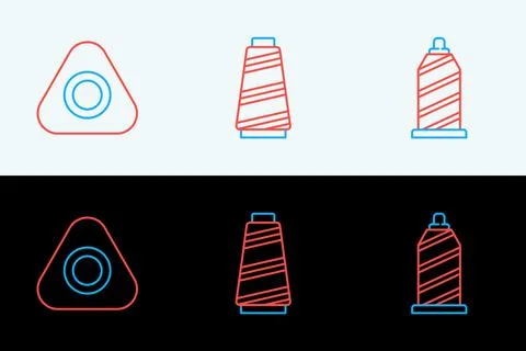 Set line Sewing thread, chalk and  icon. Vector Stock Illustration