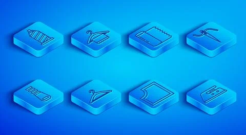 Set line Sewing thread, Hanger wardrobe, Textile fabric roll, Pattern, Need.. Illustrazione stock