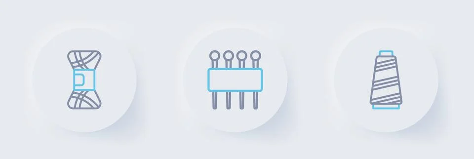 Set line Sewing thread, Needle for sewing and Yarn icon. Vector Stock Illustration