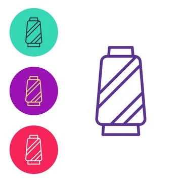 Set line Sewing thread on spool icon isolated on white background. Yarn spool Stock Illustration