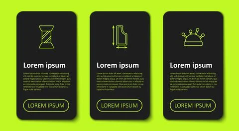 Set line Sewing thread on spool, pattern and Needle bed and needles. Business Stockillustratie