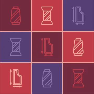 Set line Sewing thread on spool, pattern and icon. Vector Stock Illustration