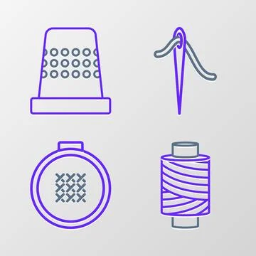 Set line Sewing thread on spool, Round adjustable embroidery hoop, Needle f.. イラスト素材