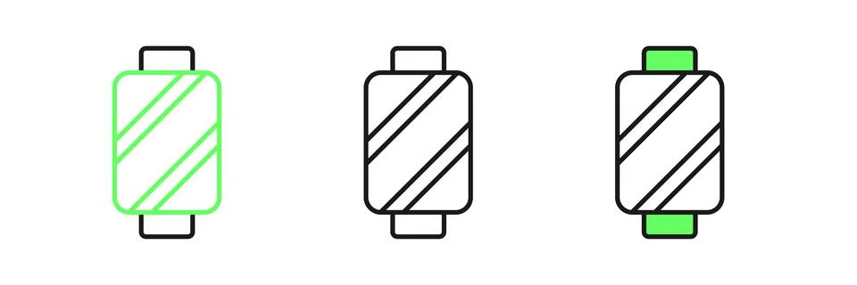 Set line Sewing thread on spool icon isolated on white background. Yarn spo.. Stock Illustration