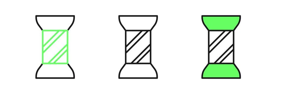 Set line Sewing thread on spool icon isolated on white background. Yarn spo.. Stock Illustration