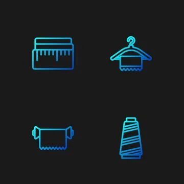 Set line Sewing thread, Textile fabric roll, Tape measure and Hanger wardrobe Stock Illustration