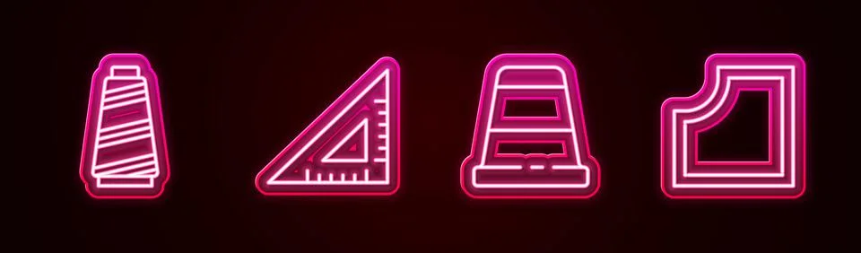 Set line Sewing thread, Triangular ruler, Thimble for sewing and Pattern Stock Illustration