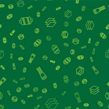 Set line Sewing thread, Zipper and Layers clothing textile on seamless pattern Stock Illustration