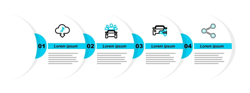 Set line Share, Car sharing,  and Cloud download music icon. Vector Stockillustratie