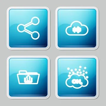 Set line Share, Music streaming service, Folder upload and Methane emissions  Stock Illustration