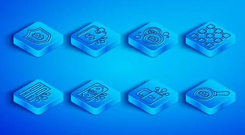 Set line Shield with bitcoin, Cryptocurrency wallet, Bitcoin, circuit, Lock.. Stock Illustration