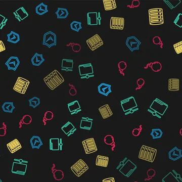 Set line Shield with check mark, FTP folder, Server, Data, Web Hosting and Bomb Illustrazione stock