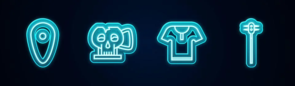Set line Shield, Cup from the skull, Body armor and Medieval chained mace bal Stock Illustration