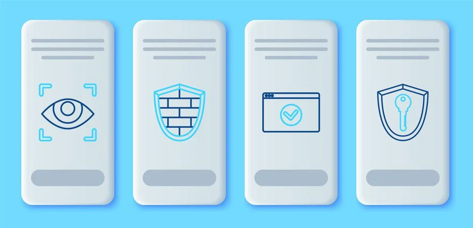 Set line Shield with cyber security brick wall, Secure your site HTTPS, SSL,  Ilustração Stock
