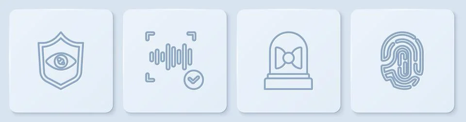 Set line Shield eye scan, Motion sensor, Voice recognition and Fingerprint Stock Illustration