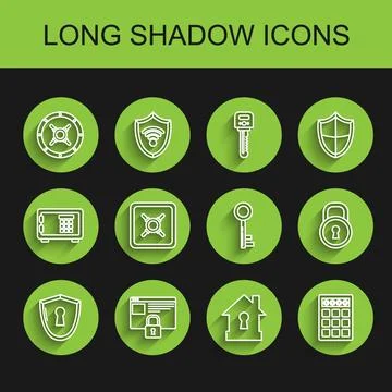 Set line Shield with keyhole, Secure your site HTTPS, SSL, Safe, House under Illustration