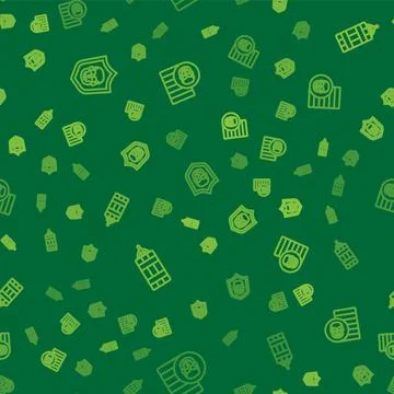 Set line Shield with pirate skull, Dynamite bomb and Pirate coin on seamless 库存插图