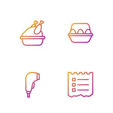 Set line Shopping list, Scanner scanning bar code, Roasted turkey or chicken and イラスト素材