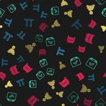 Set line This side up, Package box with check mark, Scale cardboard and 스톡 일러스트