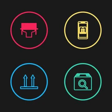 Set line This side up, Search package, Mobile with app tracking and Scanner Stock-Illustration