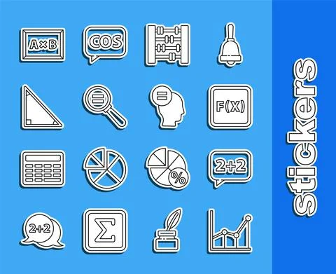 Set line Sigma symbol, Graph, schedule, chart, diagram, Equation solution, Paper Stock Illustration