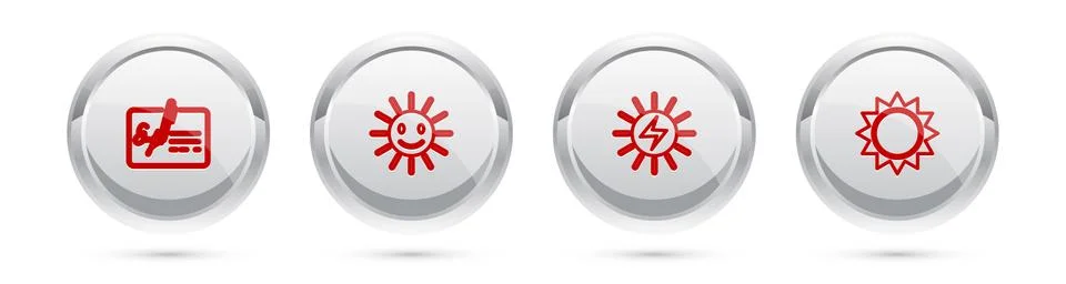 Set line Signed document, Cute sun with smile, Solar energy panel and Sun Stock Illustration