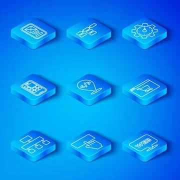 Set line Site map, Front end development, Keyboard, Online shopping screen Stock Illustration