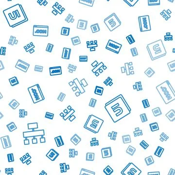 Set line Site map, UI or UX design and on seamless pattern. Vector Stock Illustration