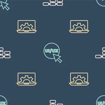 Set line Site map, Web development and UI or UX design on seamless pattern Illustrazione stock