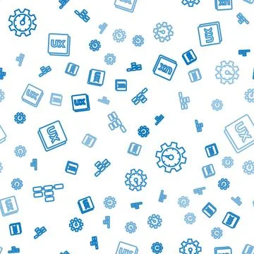 Set line Site map, Website statistic and UI or UX design on seamless pattern. Stock Illustration