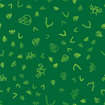 Set line Skull, Flying bat and Scythe on seamless pattern. Vector Illustrazione stock