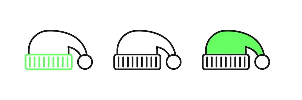 Set line Sleeping hat icon isolated on white background. Cap for sleep.  Vect Stock Illustration