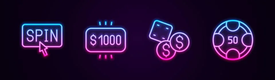 Set line Slot machine spin button, Money prize casino, Game dice and Casino 스톡 일러스트