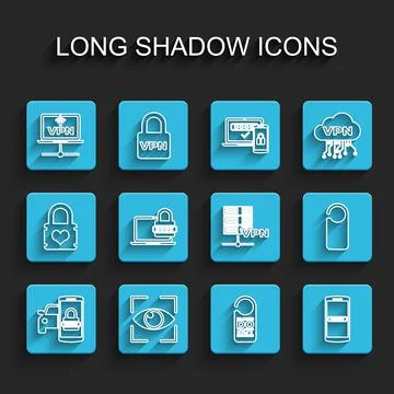 Set line Smart car security system, Eye scan, VPN Computer network, Please do Stock Illustration