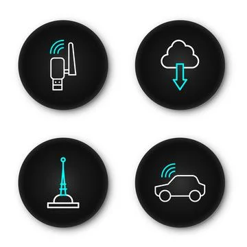 Set line Smart car system, Antenna, Cloud download and Usb wireless adapter.. Stockillustratie