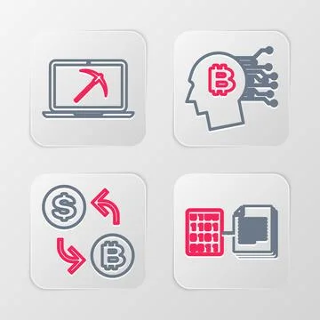 Set line Smart contract, Processor chip with dollar, Bitcoin plant in the p.. 스톡 일러스트