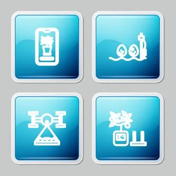Set line Smart control farming system, Standalone sensor and plant, with dron Stock Illustration