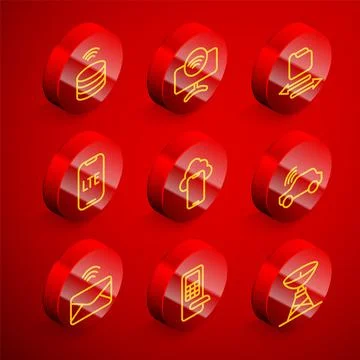 Set line Smart data server, Tv system, Transfer files, LTE network, Cloud Stock Illustration