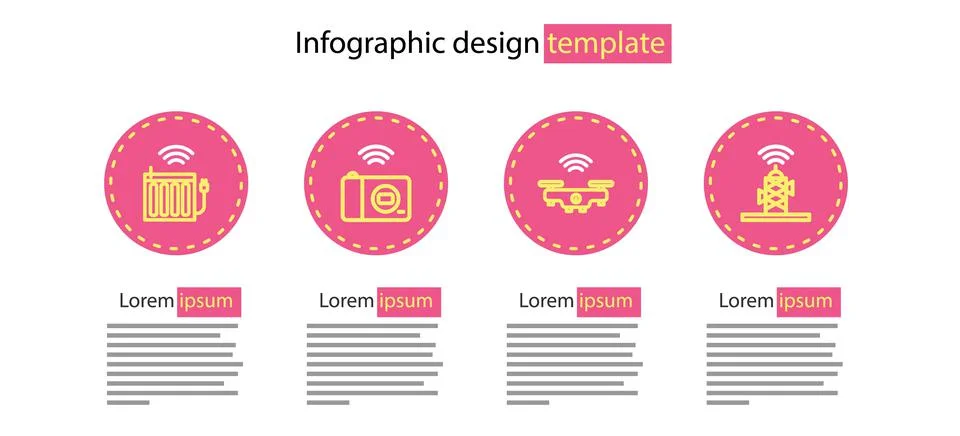 Set line Smart drone, Wireless antenna, photo camera and heating radiator icon Stock Illustration