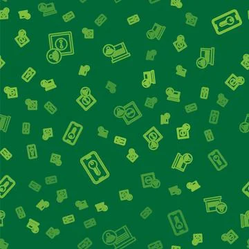 Set line Smart electrical outlet, key and garage on seamless pattern. Vector Stock Illustration