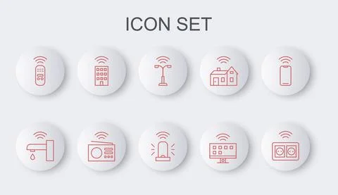 Set line Smart electrical outlet, water tap, street light, Tv system, remote Illustrazione stock