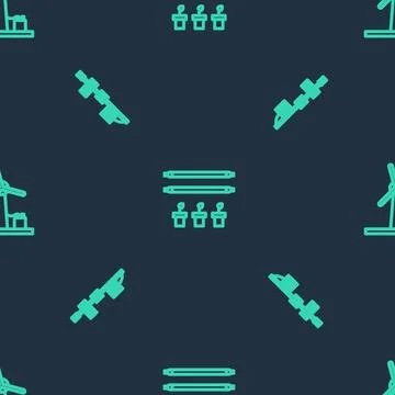 Set line Smart farm with bulb and plant, Standalone sensor and Wind turbine o Stock Illustration