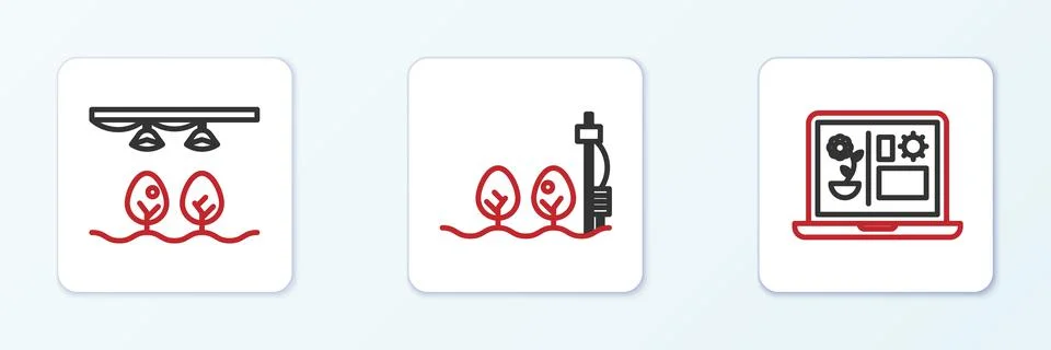 Set line Smart farming technology, with bulb and plant and Standalone sensor  Stock Illustration